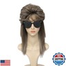ByouByou Mullet Wigs for Women Curly Synthetic Heat Resistant Shoulder Length Hair 80s Rocker Cosplay Wigs (Light Brown)