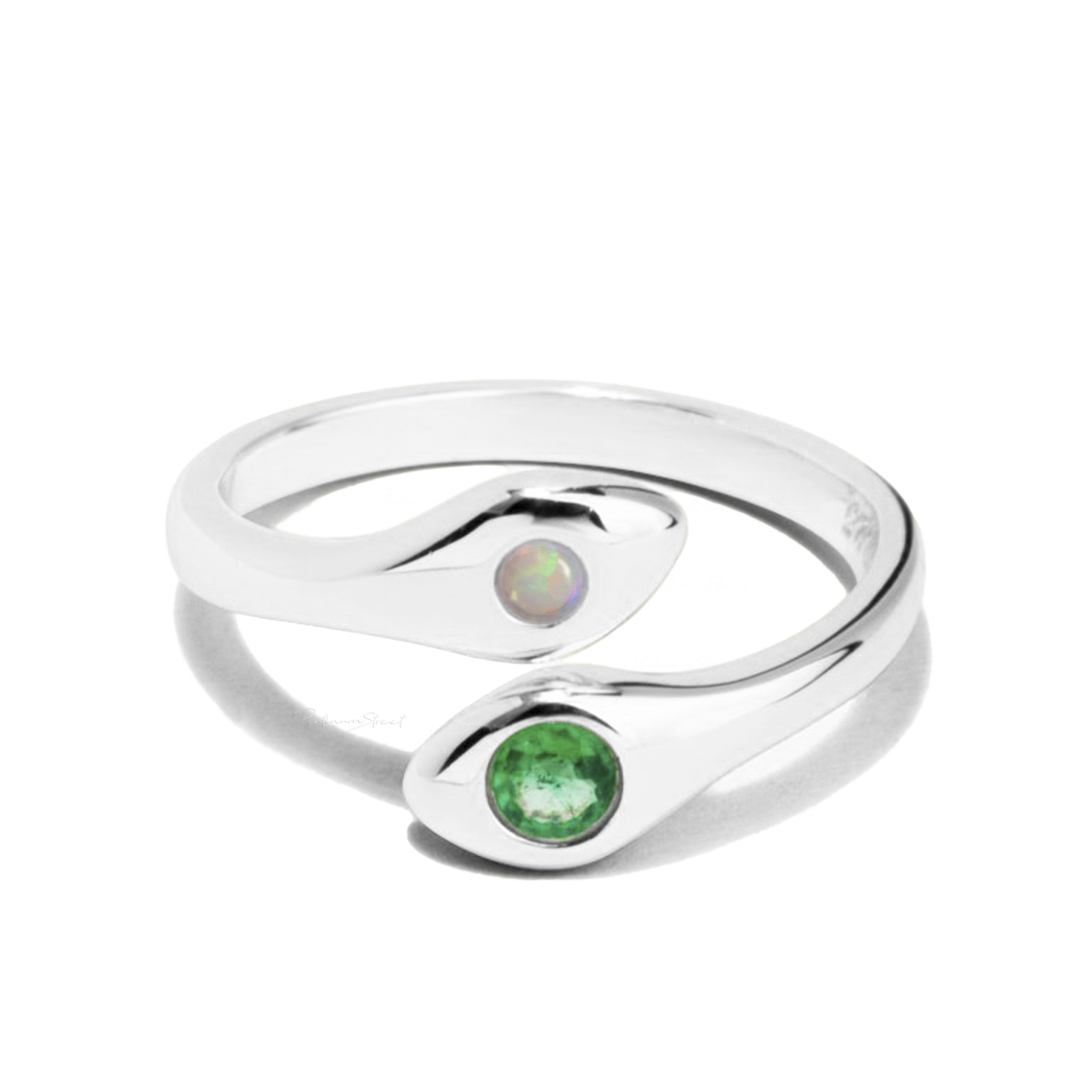 950 Platinum Opal & Emerald  Snake Wrap Ring - Limited Holiday Edition
