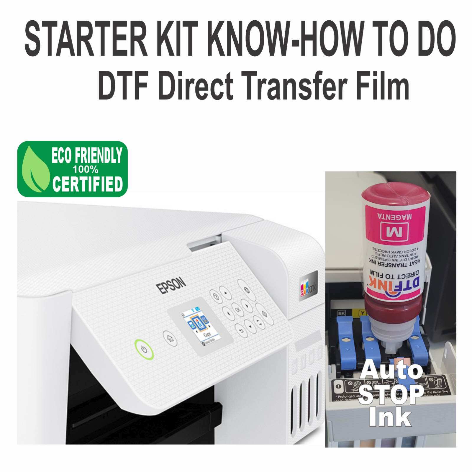 All-in-One DTF Ink & Powder T-Shirt Printer Epson Wireless w/LCD | Business Kit