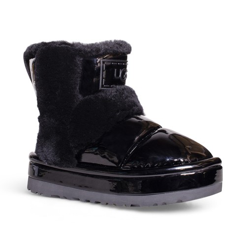 Pre-owned Ugg Classic Chillapeak Shine Black Shearling Women's Boots Size Us 7/uk 5