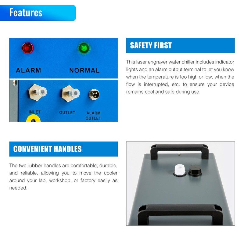OMTech 9L Industrial Water Chiller for 40W 50W CO2 Laser Engraver Cutter Tube