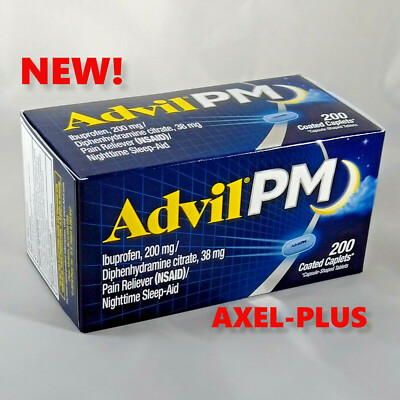 Advil PM Ibuprofen 200mg Pain Reliever Nighttime Sleep Aid 200 Coated Caplets