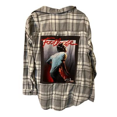 Footloose meets flannel Old Navy Upcycled soft gray plaid window pain NWT XL