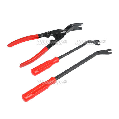 3 PCS Car Door Panel Clips Pliers Trim Removal Fastener Puller Repair Tool Combo