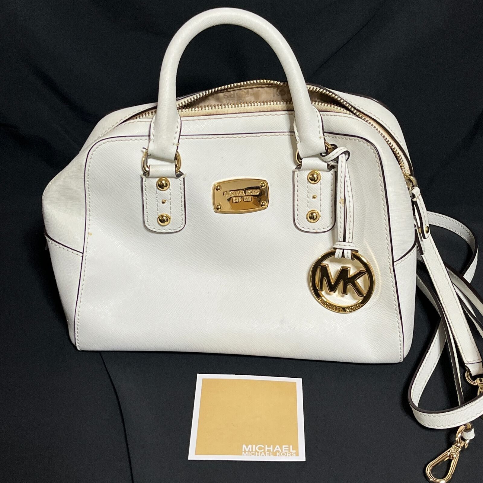 Michael Kors Shoulder bag MK White Handbag logo plate 2WAY Fedex Michael Kors Shoulder bag MK White Handbag logo plate 2WAY Fedex