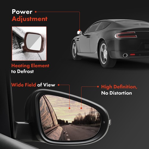 2x Driver & Passenger Black Power Heated w/ 8-Pin Mirror for Honda Accord 18-22