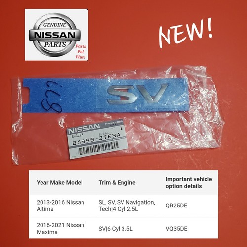 3.y.n09163様 GENUINE NISSAN 2016-21 MAXIMA 13-16 ALTIMA Deck Lid Emblem ''SV