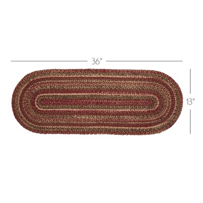 VHC Brands TableRunner Cider Mill Jute Primitive 13x36 Oval Stripe Kitchen Decor