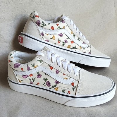   VANS Old Skool Poppy Floral Cream Suede Lace Up Sneakers WOMEN'S SIZE: 6