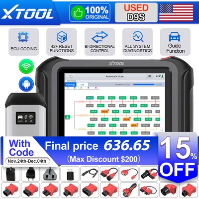 XTOOL USED D9S Auto OBD2 Bidirectional Scanner Full System Diagnostic DOIP Tool