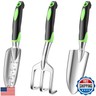 JMOO Garden Tools, 3-Piece Garden Tool Set with Non-Slip Ergonomic Handles, Lightweight Aluminum Alloy Rust-Proof Durable Gardening Hand Tools, Ideal Gardening Tools Gifts for Women and Men
