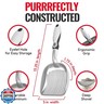iPrimio Cat Litter Scooper Deep Shovel with Holder - (Silver XL) - Non-Stick Pooper Scooper Shovel Kitty Litter Sifter - Patented Solid Aluminum Poop Scoopers with Long Handle, Easy Grip, Pet Supplies