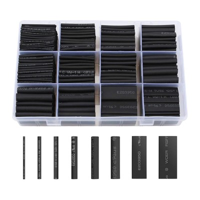 650pcs Heat Shrink Tubing Black Heat Shrink Tube Wire Shrink Wrap UL Approved...