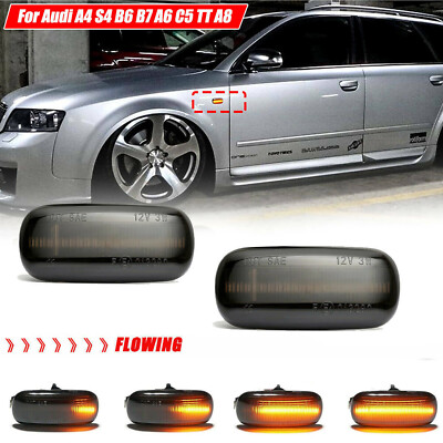 Dynamic Smoked LED Side Marker Blinker Signal Light For Audi A3 A4 B6 B7 A6 TT