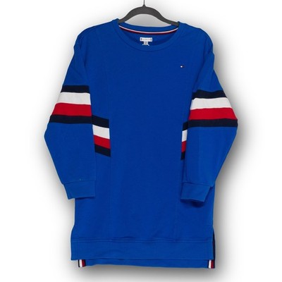 Vintage Tommy Hilfiger Men's L Blue Colorblock Stripe Crewneck Sweatshirt Excell