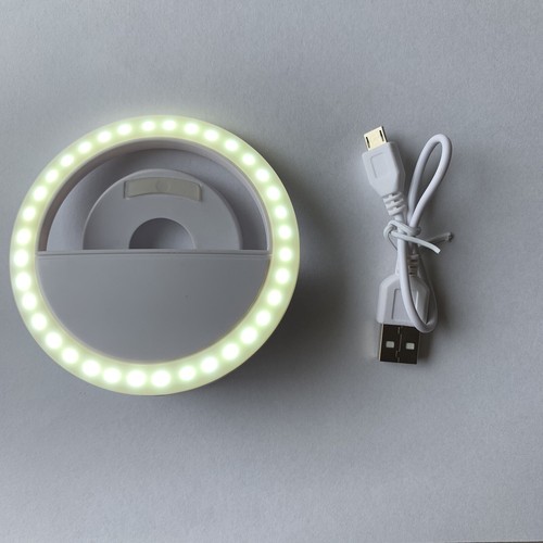 New in Box Selfie Light Ring White USB Rechargeable Battery