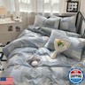 LifeTB Modern Style Patchwork Duvet Cover Twin Cotton Geometric Duvet Cover Blue Grey Beige Plaid Stripe Patchwork Comforter Cover Boho Grid Plaid Duvet Cover Stripe Patchwork Bedding Collection