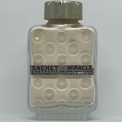 Vintage 1940s MIRACLE Sachet Powder Dry Perfume 1.5 oz. By Lentheric