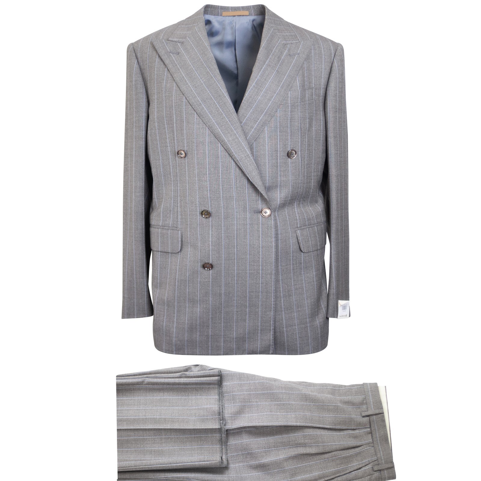 Pre-owned Caruso Light Grey Wool Double Breasted Blazer Size 50 $1395 In Gray