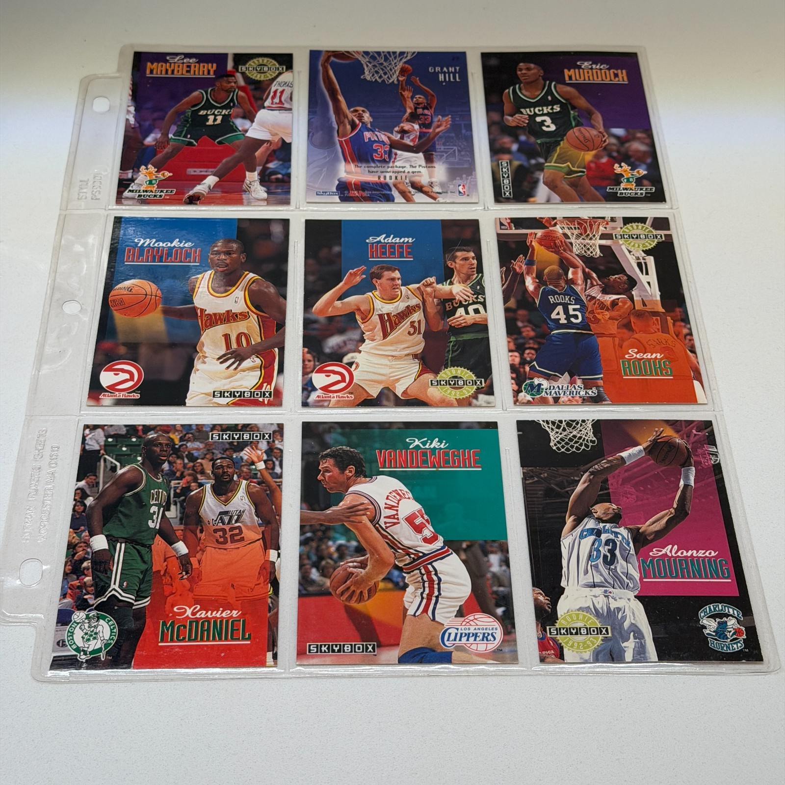 1990s SkyBox NBA Basketball Card Lot – Binder Pages – Assorted Players – Vintage