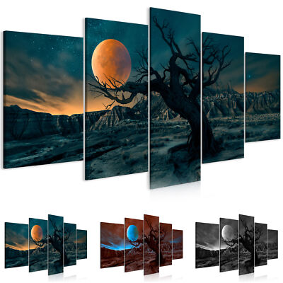MOON NIGHT TREE Canvas Wall Art Image Photo Print c-C-0286-b-n