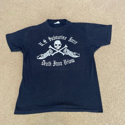 Vintage Faded 80s Death From Below US Submarine Force Shirt Men s Size Large
