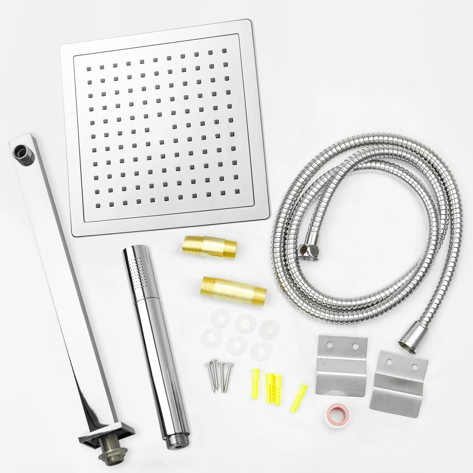 Wand Akdy Shower Tower Panel System Silver Tempered Glass Rainfall Head