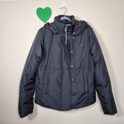 GAP Ladies' Black Puffer Jacket With Hood Size L