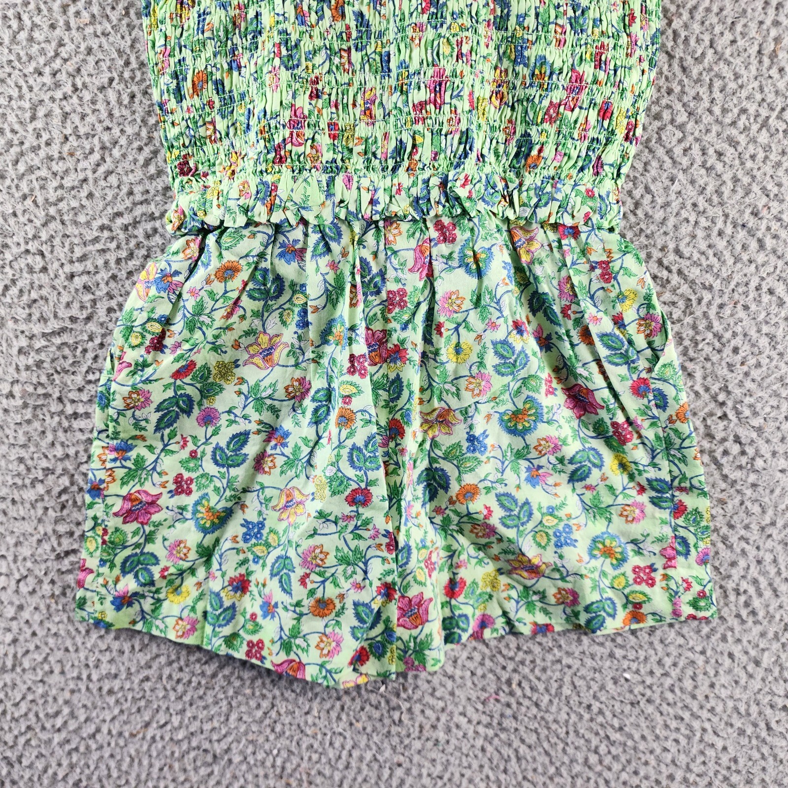 Polo Ralph Lauren Floral Smocked Batiste Romper Girls 6 Multicolor Straight Neck - Picture 11 of 13