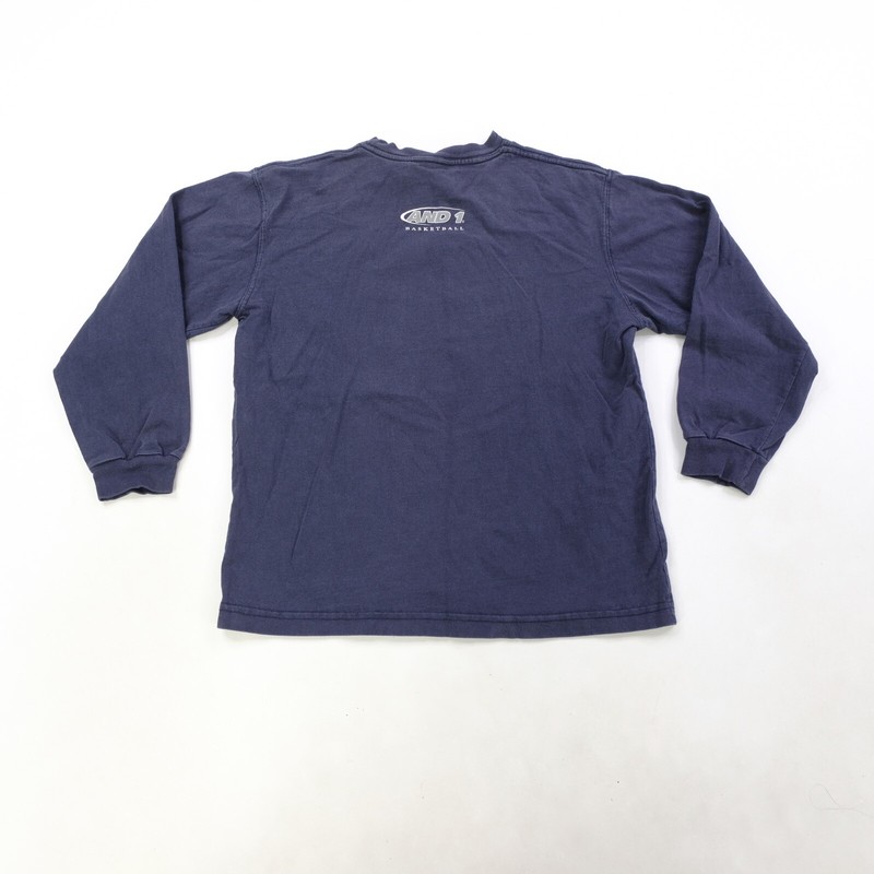 Rare Vintage AND1 Basketball Long Sleeve Graphic T Shirt 90s Blue 