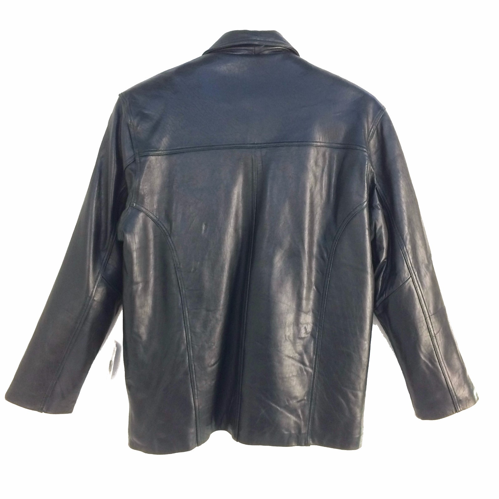 Pre-owned Intro 2984b , Vintage, Zip Out, Men's 4 Button Lambskin Leather 3/4 Coat/jacket In Black