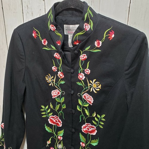 NWOT Victor Costa Floral Embroidered Long Coat Jacket Size