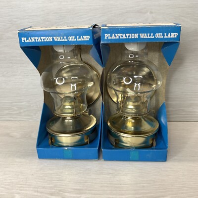 Vintage Farmhouse Kaadan Plantation Wall Hanging Oil Lamps Pair No. 1800 New Old