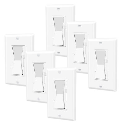 LED Decora Rocker Dimmer, Single & 3-Way Switch, CFL 600W / LED 3W-150W / 6 Pack