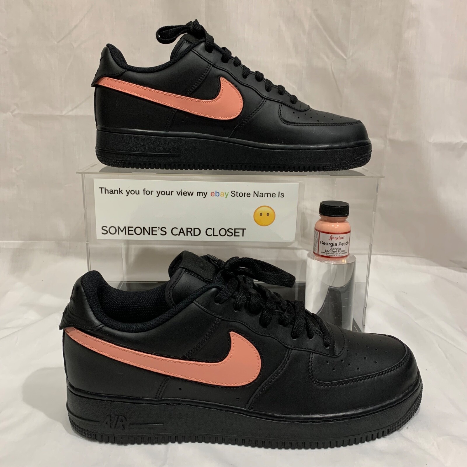 Nike Air Force 1 Low Black (Georgia Peach Custom Painted