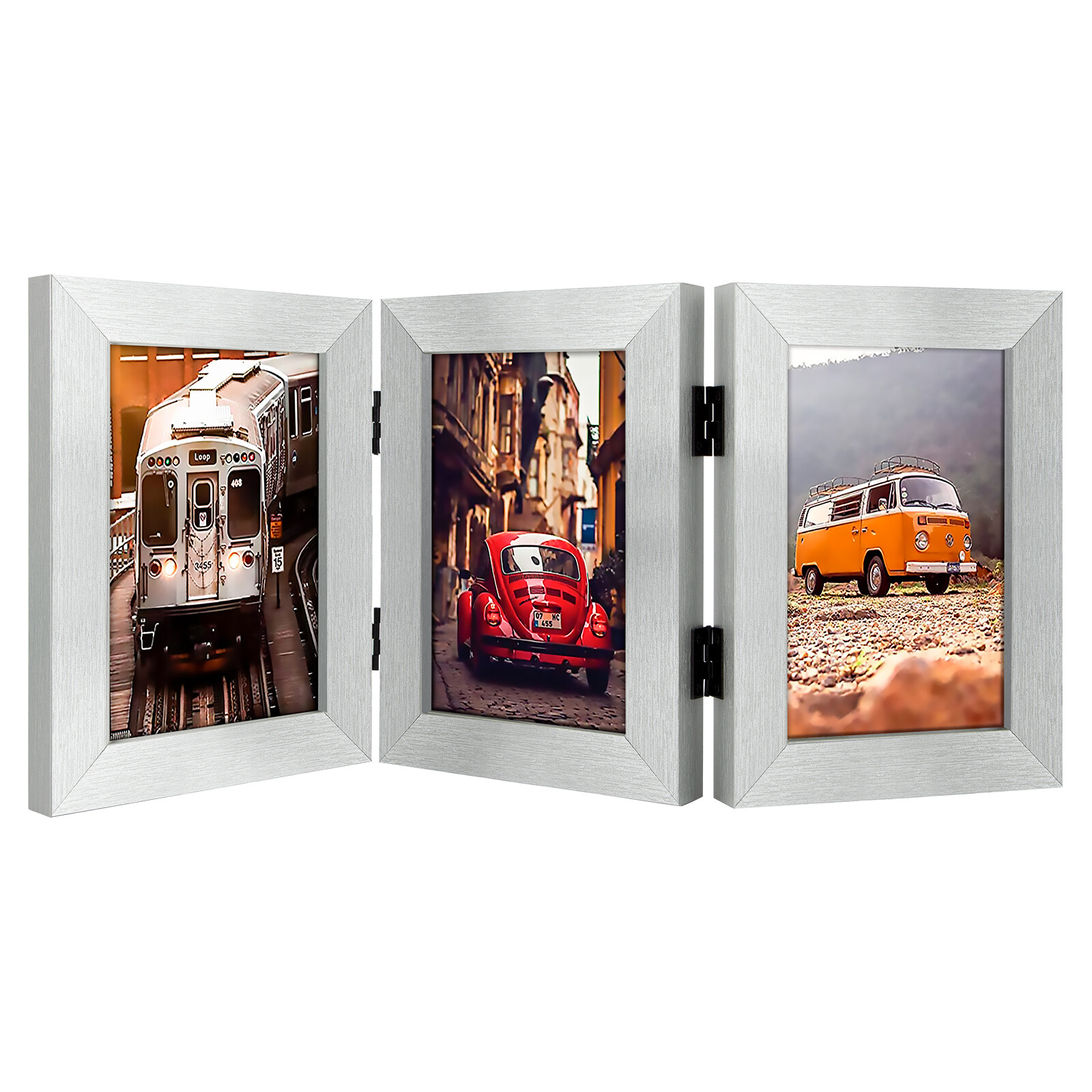 4x6 5x7 Triple Picture Frames Hinged 3 Photos Frame Collage Three