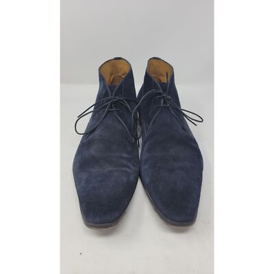 Men's Santoni Ankle Blue Suede Leather Chukka Boots