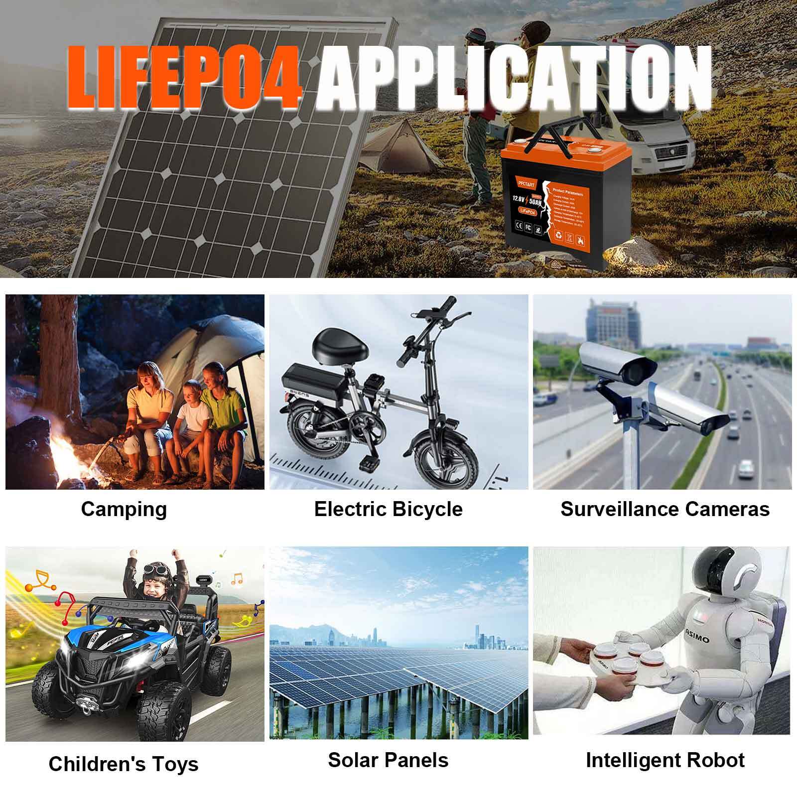12V 50Ah LiFePO4 Lithium Battery 4500+ Deep Cycles for Trolling motor Kayak RV