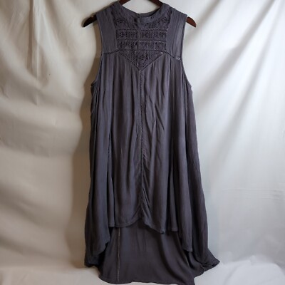 O'Neill Women's Slate Purple Issa Woven Boho Halter HI-Lo Dress with Crochet, XL