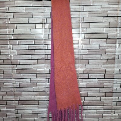 New Laundry by Design Women's Scarf Pink Rust Fringe Neck Warmer Accesories