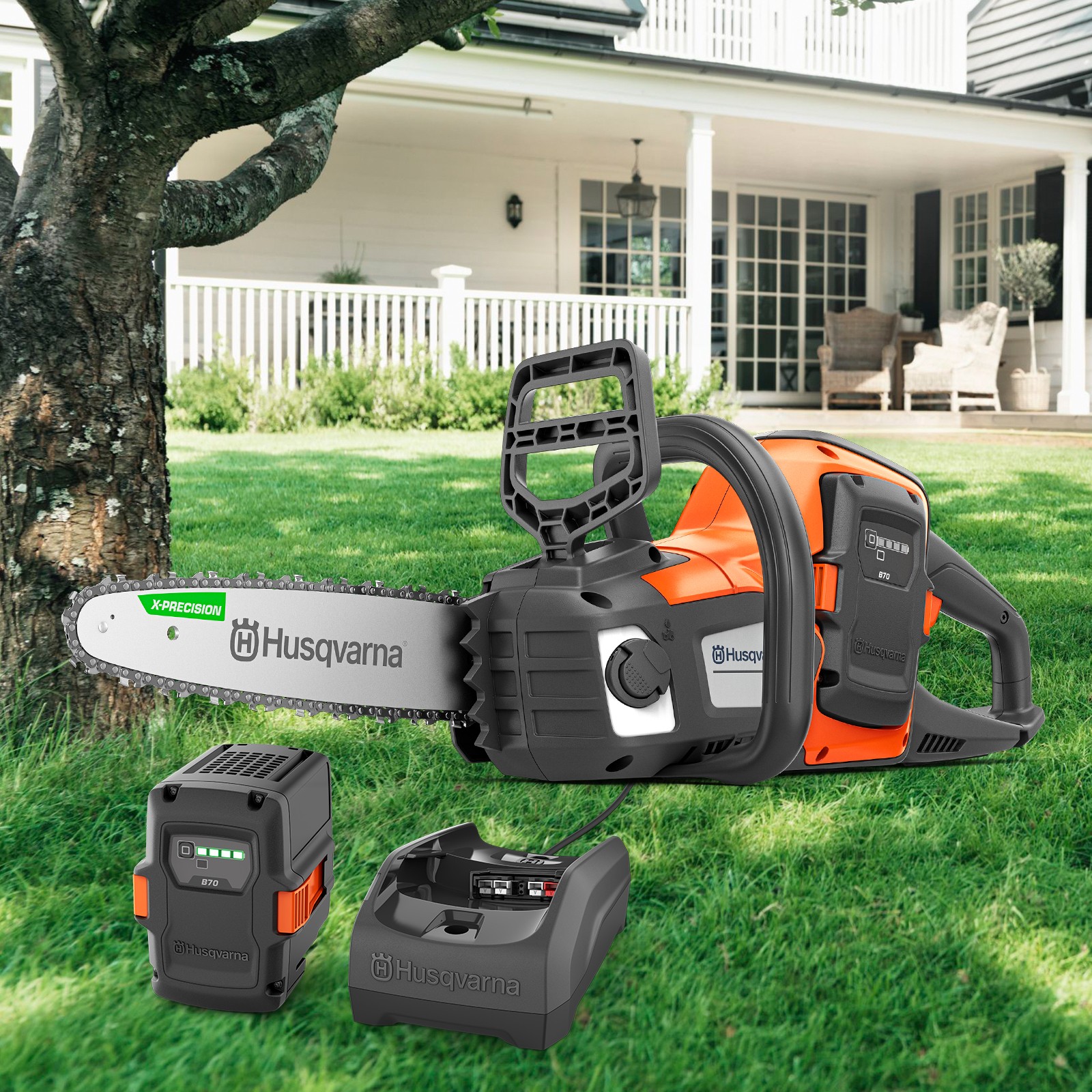 Husqvarna 215i Akku-Kettensäge 36V-Akku und Ladegerät kabellos leise 12″ Schiene