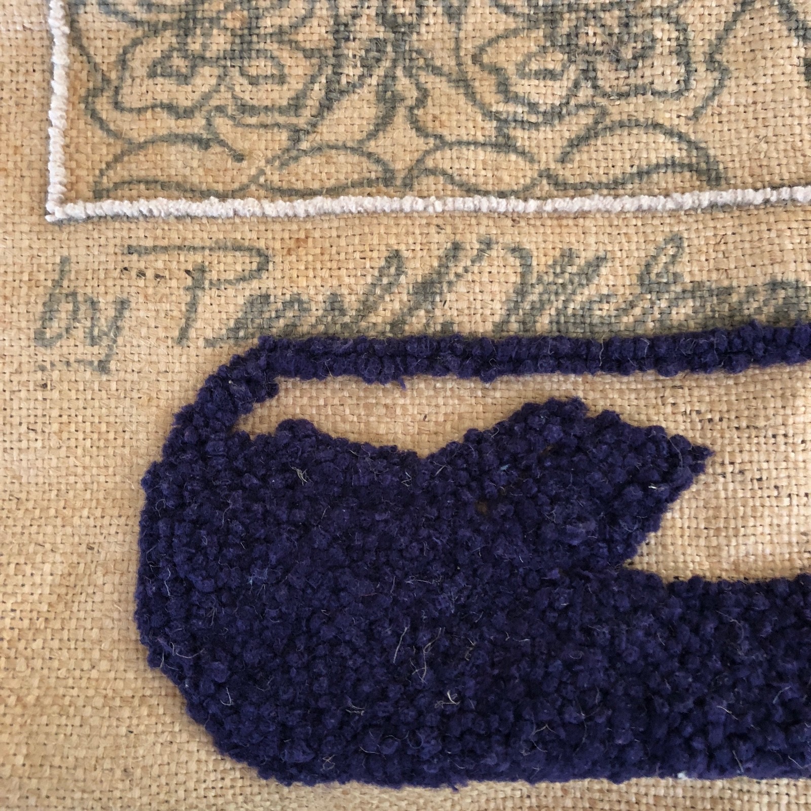 Rug Hooking Pattern Started Tote Pearl McGown Bag  Vintage Partially Hooked