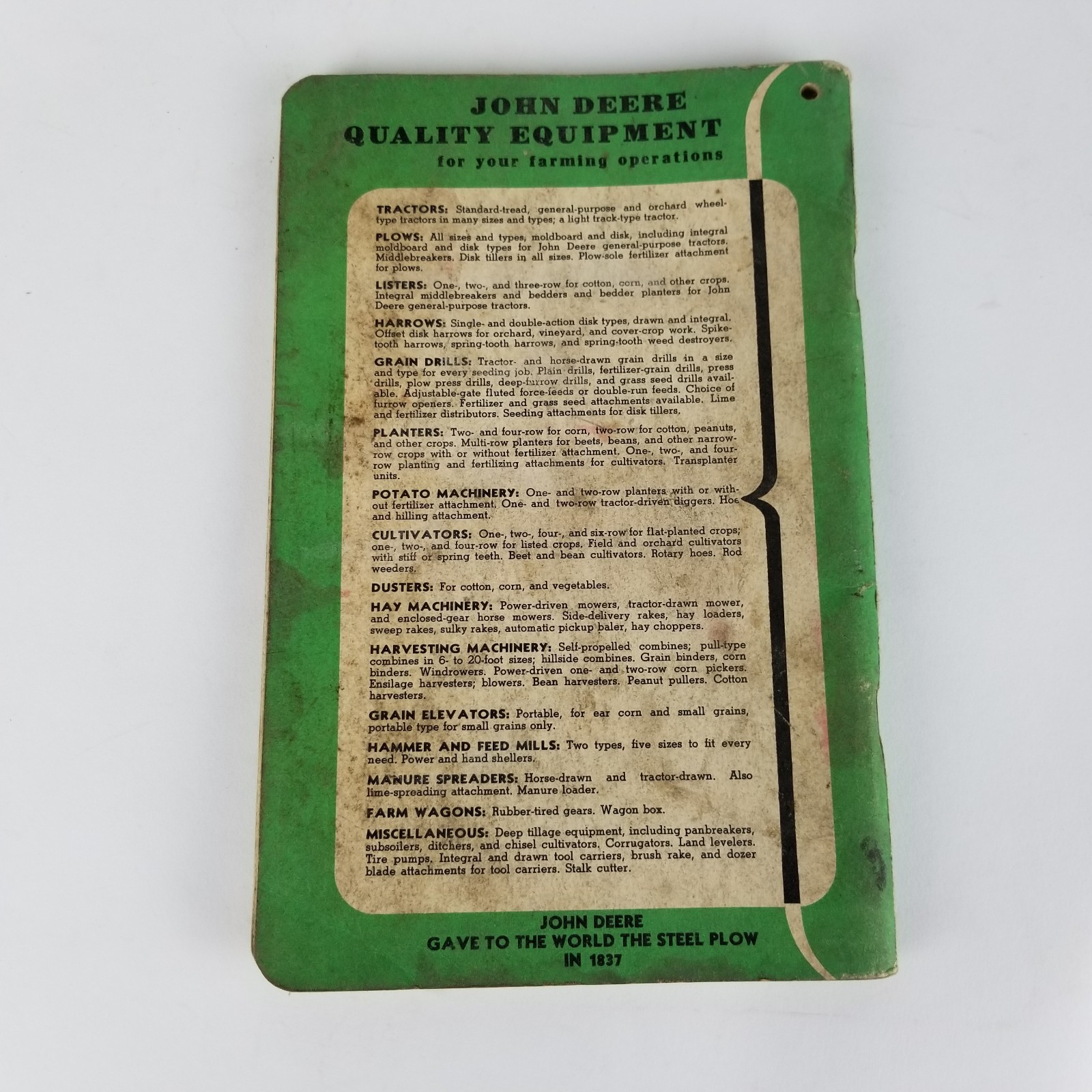 Vintage John Deere Operators Manual Model LL Van Brunt Press Grain Drill 20 24 6