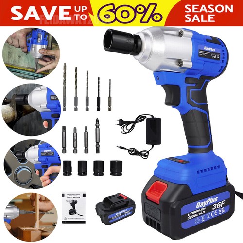 Cordless Electric Impact Wrench Gun 1 2 High Power Driver Drill
