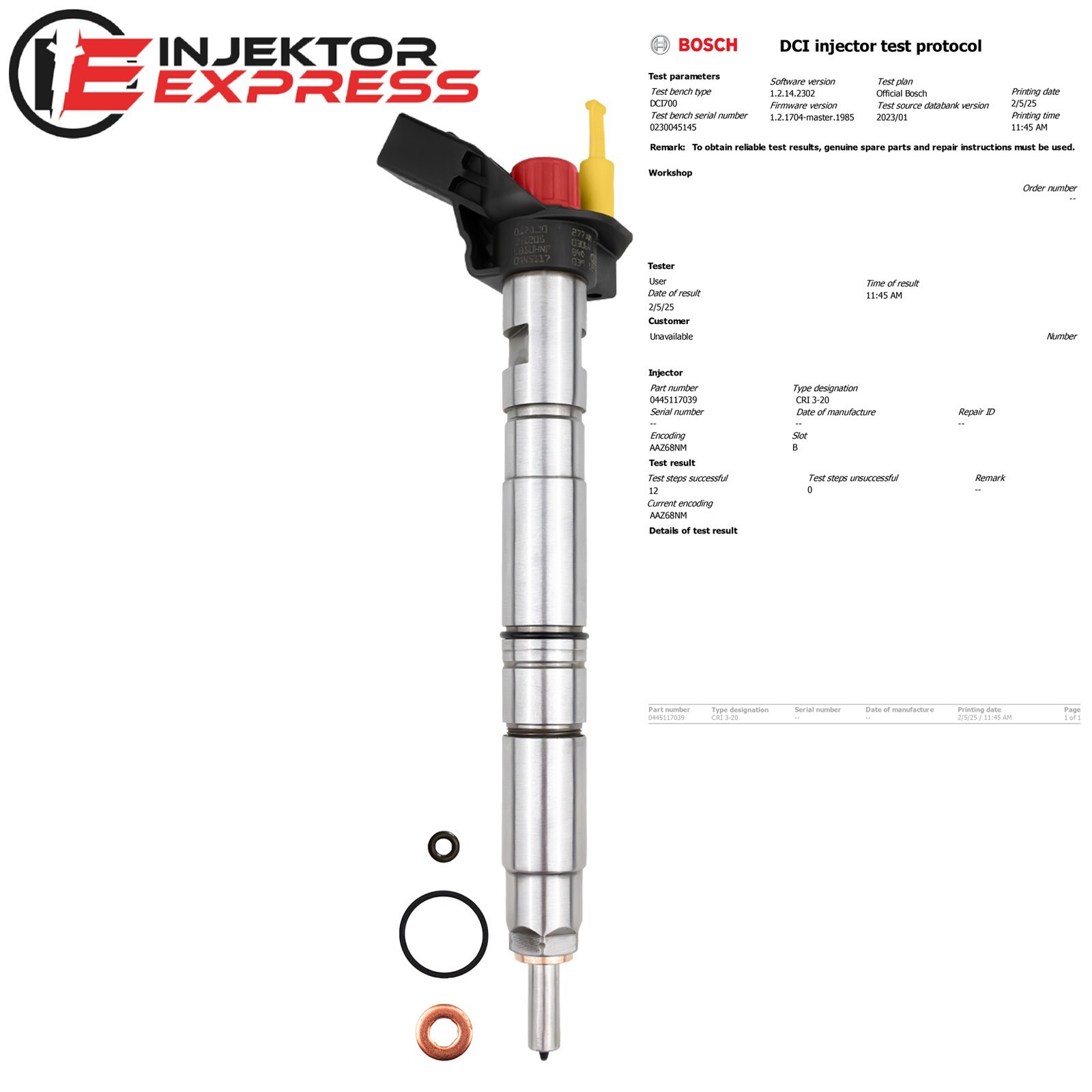 0445117039 Bosch Einspritzdüse Injektor Audi A8 D4 4H2 4HL 4.2 TDI 057130277AN