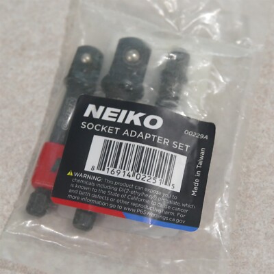 NEIKO 00229A Socket Adapter Set 3pc ¼''  '' ½'' Drives ~ Drill Power Extension Bars