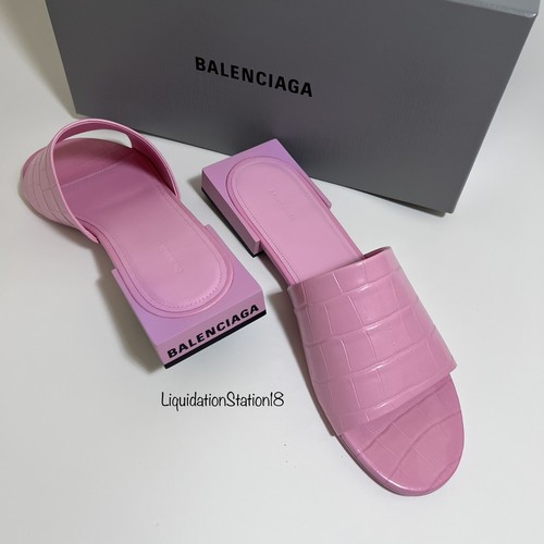 BALENCIAGA＊SS25 Sandals Balenciaga Box Sandals F05 Crocodile Calf Skin Candy Pink