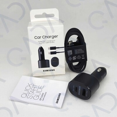 Official Samsung 45W 2 Ports Super Fast Charging Dual Car Charger w/ 100W Cable