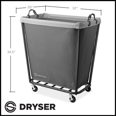 Commercial Heavy Duty Large Rolling Canvas Bin Laundry Hamper on Wheels, Gray