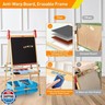 FUNLIO Anti-Warping Kids Art Easel, 3 Height Adjustable for Kids Aged 2-8, All-in-One Toddler Easel with Paper Roll and Erasable Frame, Standing Easel with Magnetic Chalkboard/Whiteboard (Blue)